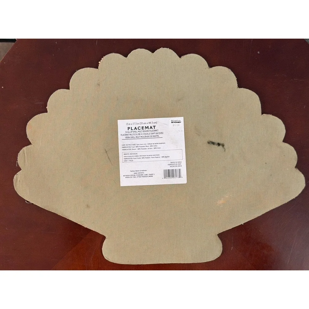 Scallop Sea Shell Beaded Placemat Centerpiece Charger 13 x 17.5
